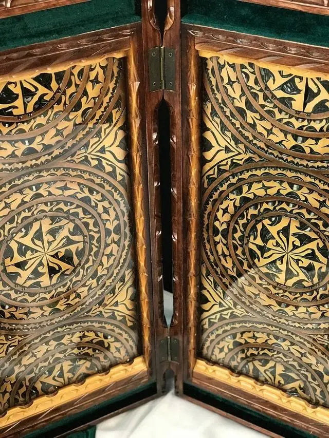 Wooden backgammon with glass board, 58×28×10 cm, handmade board Gift-ready