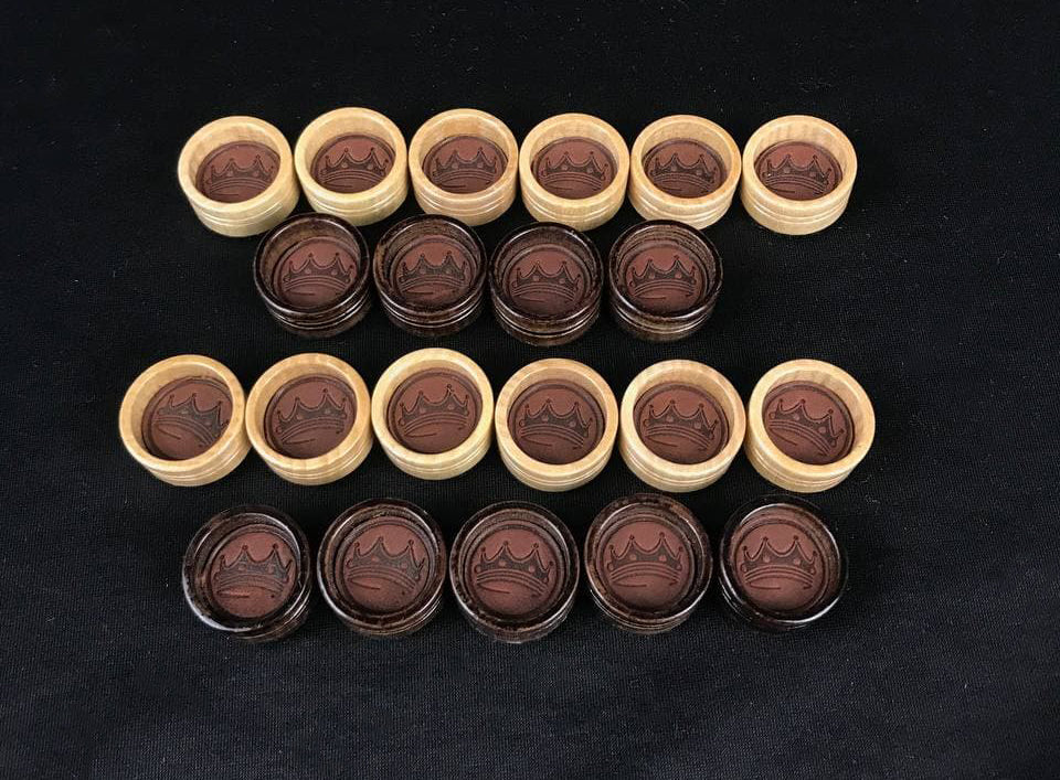 Set of wooden checkers pieces "Crown", for backgammon and checkers