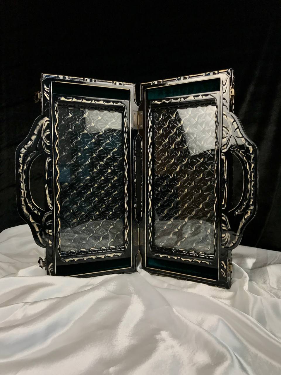 Backgammon en bois avec manche 50х23cm Jeu de société sculpté à la main Prêt à offrir