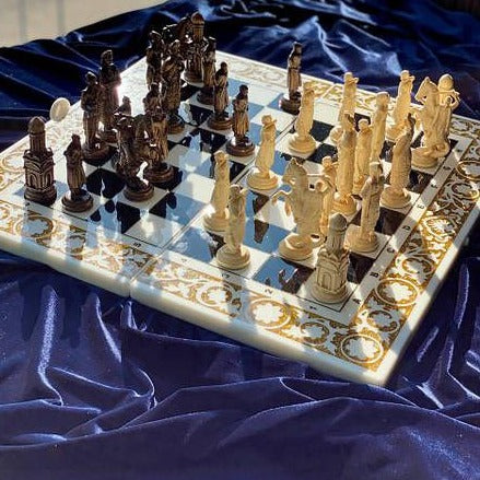 Luxury Chess Set Chess Set With Marble Pattern Chess Board 