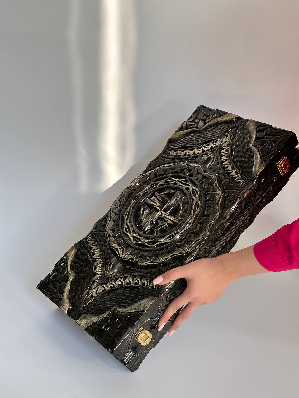 Elegant Handmade Wooden Backgammon with Tempered Glass Inlay – 59×29×10 cm | Art. 192329 | Free Global Delivery | Gift-ready