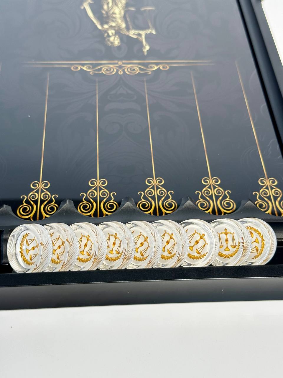 Femida Glass Backgammon Set – The Perfect Gift for Lawyers, Gift-ready.