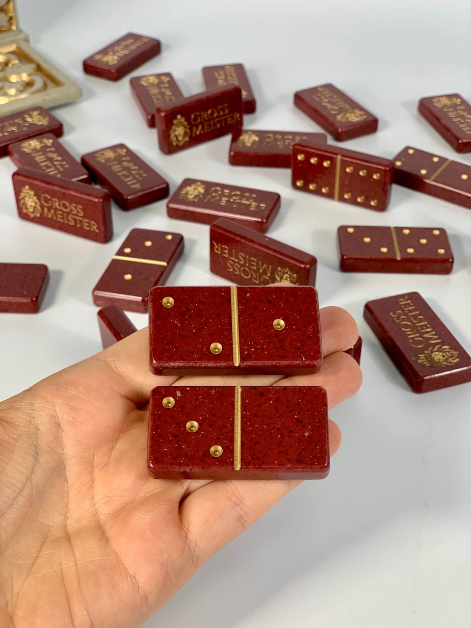 Personalized Stone Dominoes set, art. 400014, Stone domino in a storage box, Gift for dad, Stylish dominoes set