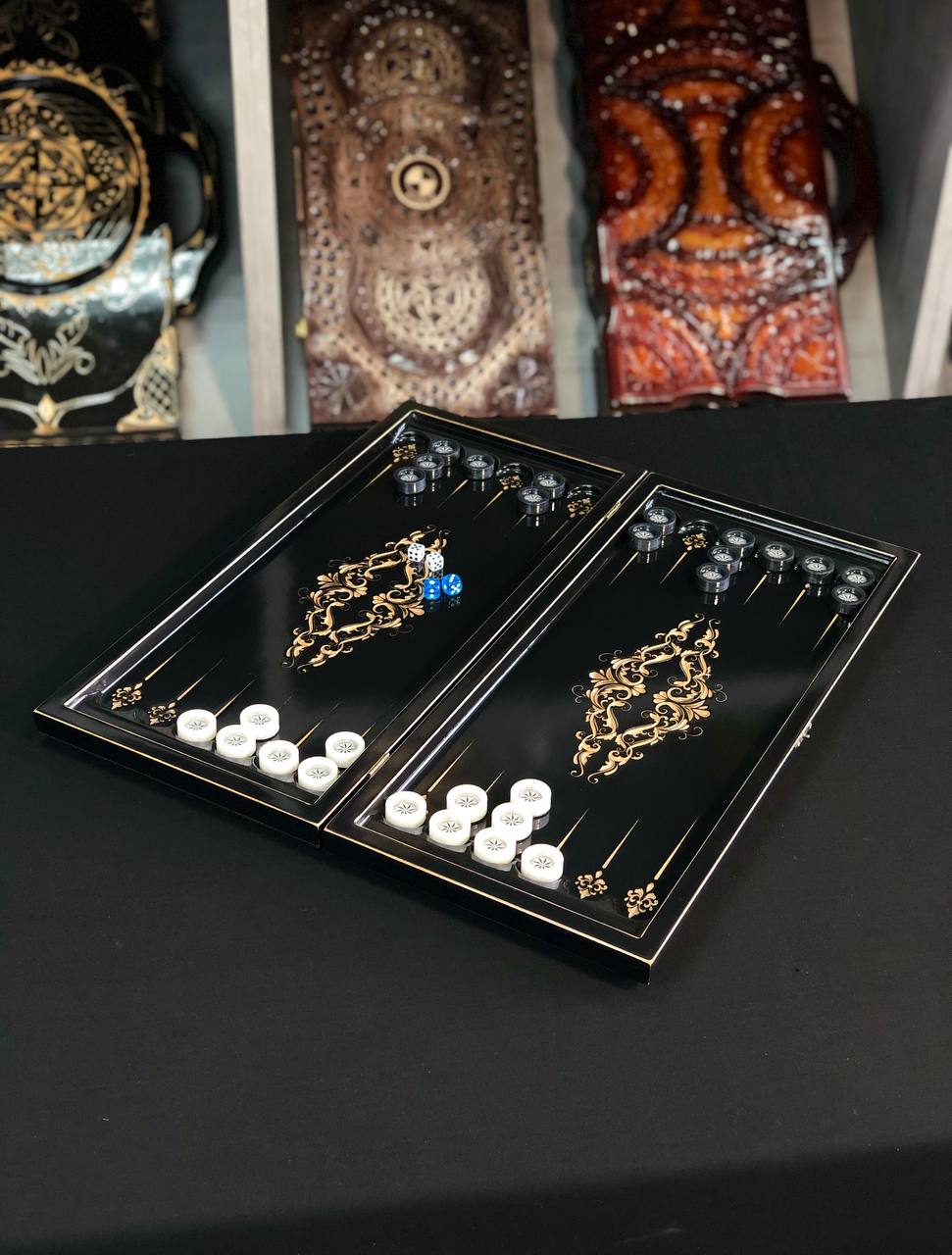 Prestigious Handmade Wooden Backgammon Board, 50*23cm, Crafted from High-Quality Basswood, Gift-ready