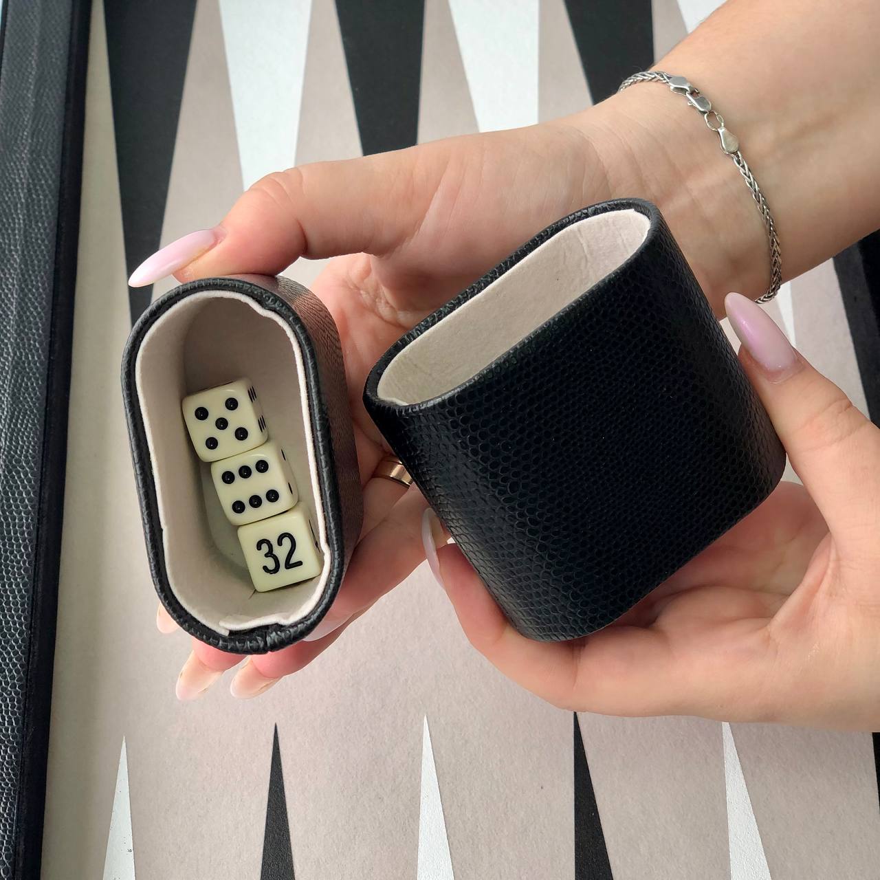 Tournament Backgammon 53*31cm Faux leather Acrylic chips. Gift-ready. Acrylic Stone Backgammon pieces