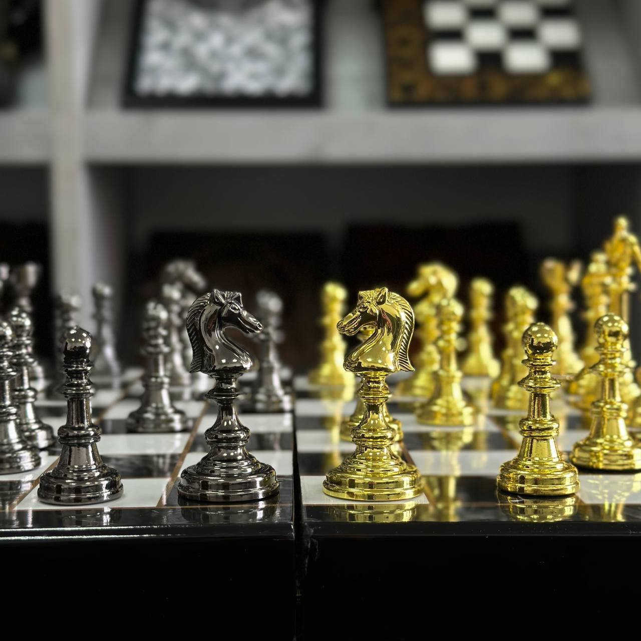 Chess Set with Imitation Marble (39x19 cm), Wooden chess set. Gift-ready. Art. 198026