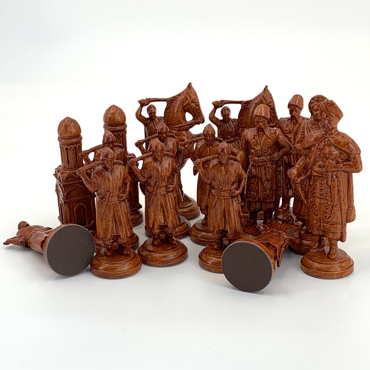 Collectible Cossack Army Chess Pieces - Set of wooden chess pieces