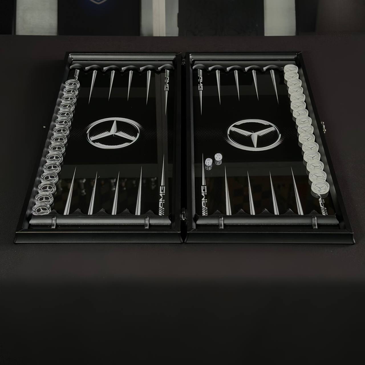 Elegant Glass Backgammon Set 61*27cm, Car brand, Customized and Gift-ready