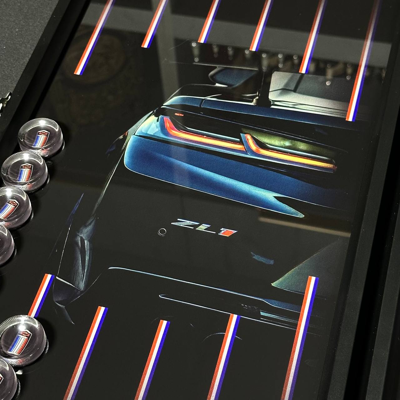 Exklusives Glas-Backgammon-Set Automarke Geschenkfertiges Brettspiel – 61×27×5cm, Art. 250094