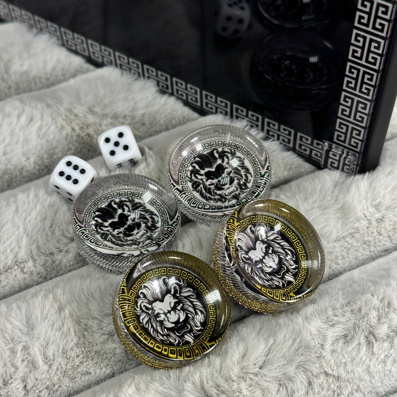 Glas-Backgammon-Set TOP Brand, 61 x 27 cm. Personalisierung. Als Geschenk geeignet.