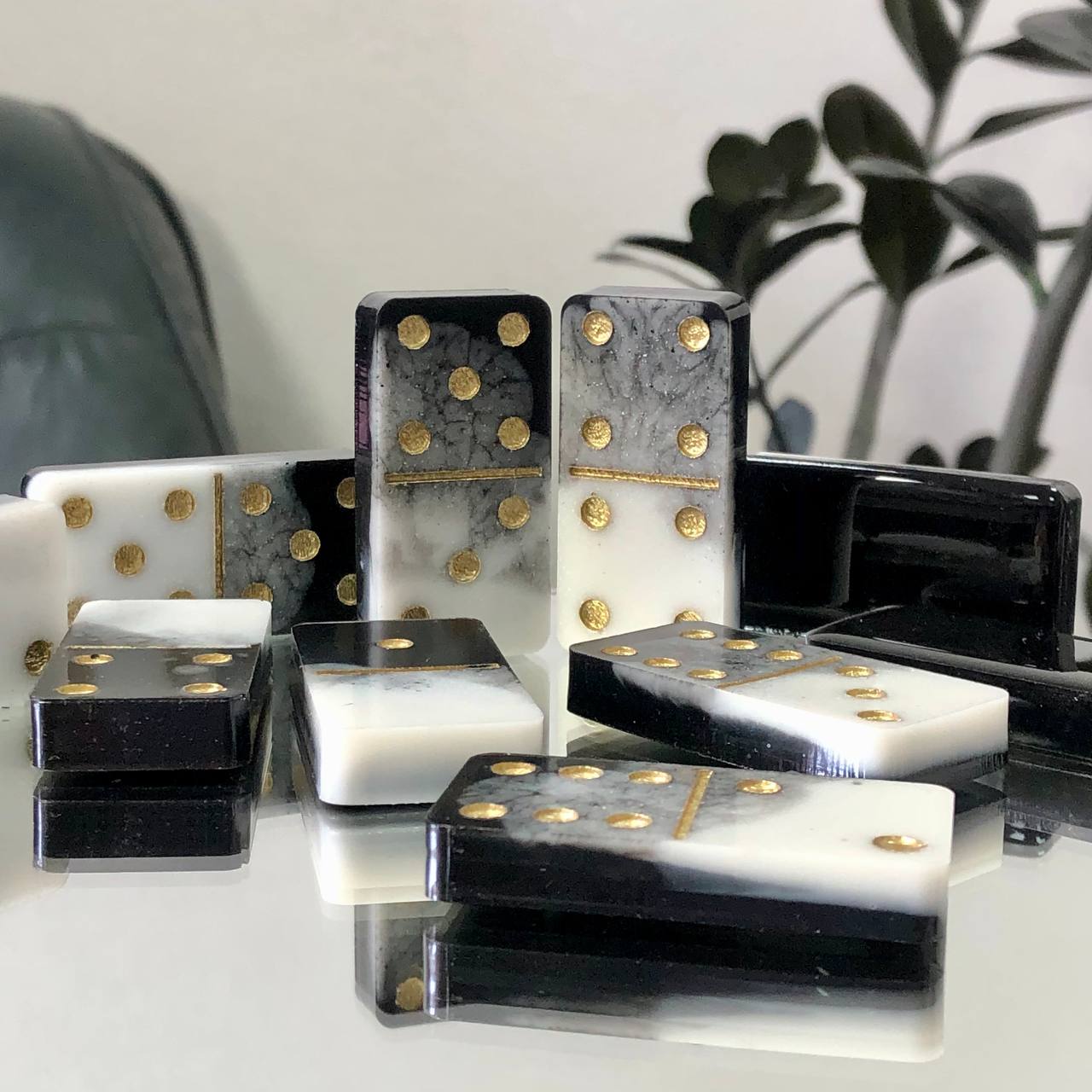 Dominoes Set Handmade Epoxy resin 48*24*11mm in box. Gift-ready and Customized