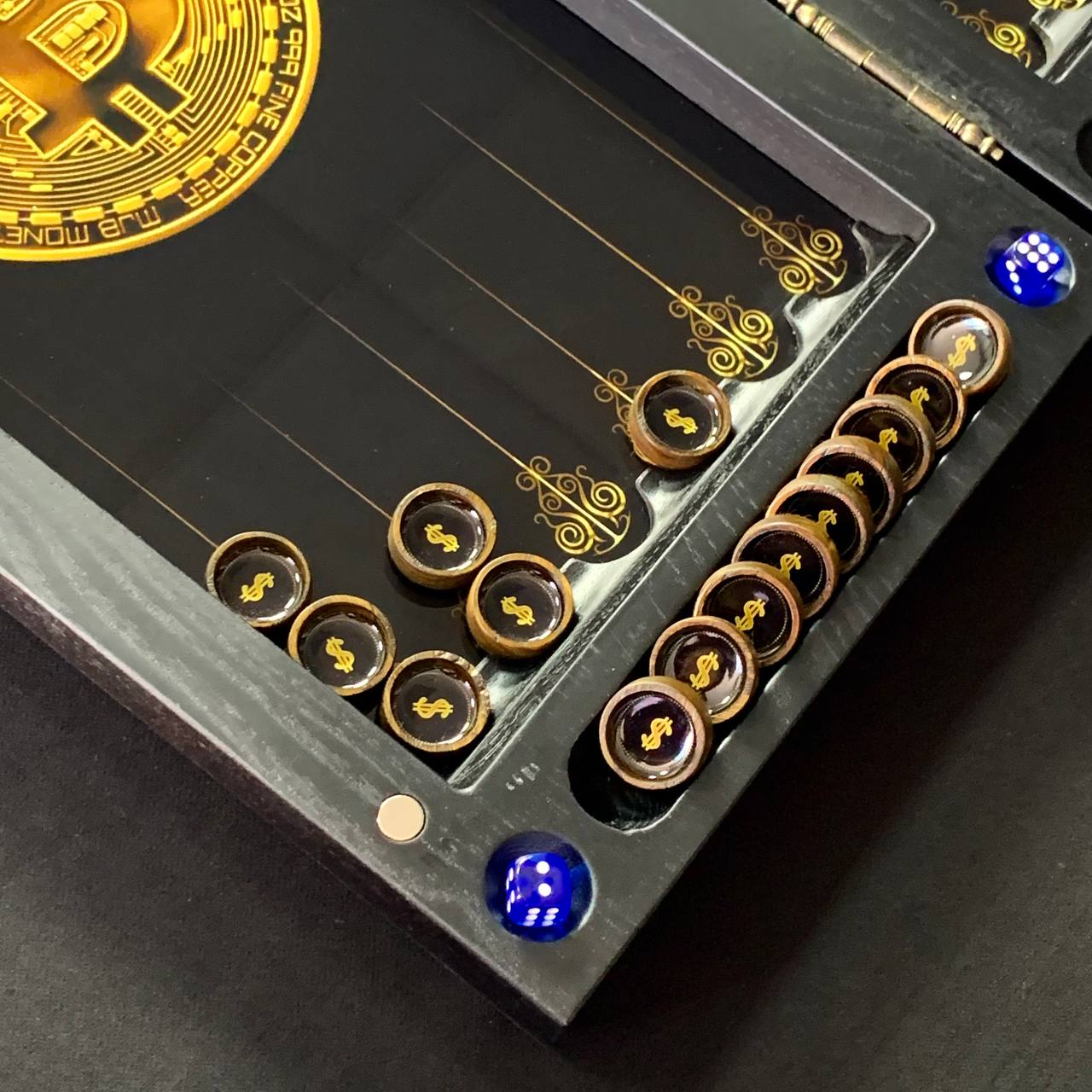 Exclusive Glass&Wood Backgammon board game set. Gift-ready and Customized