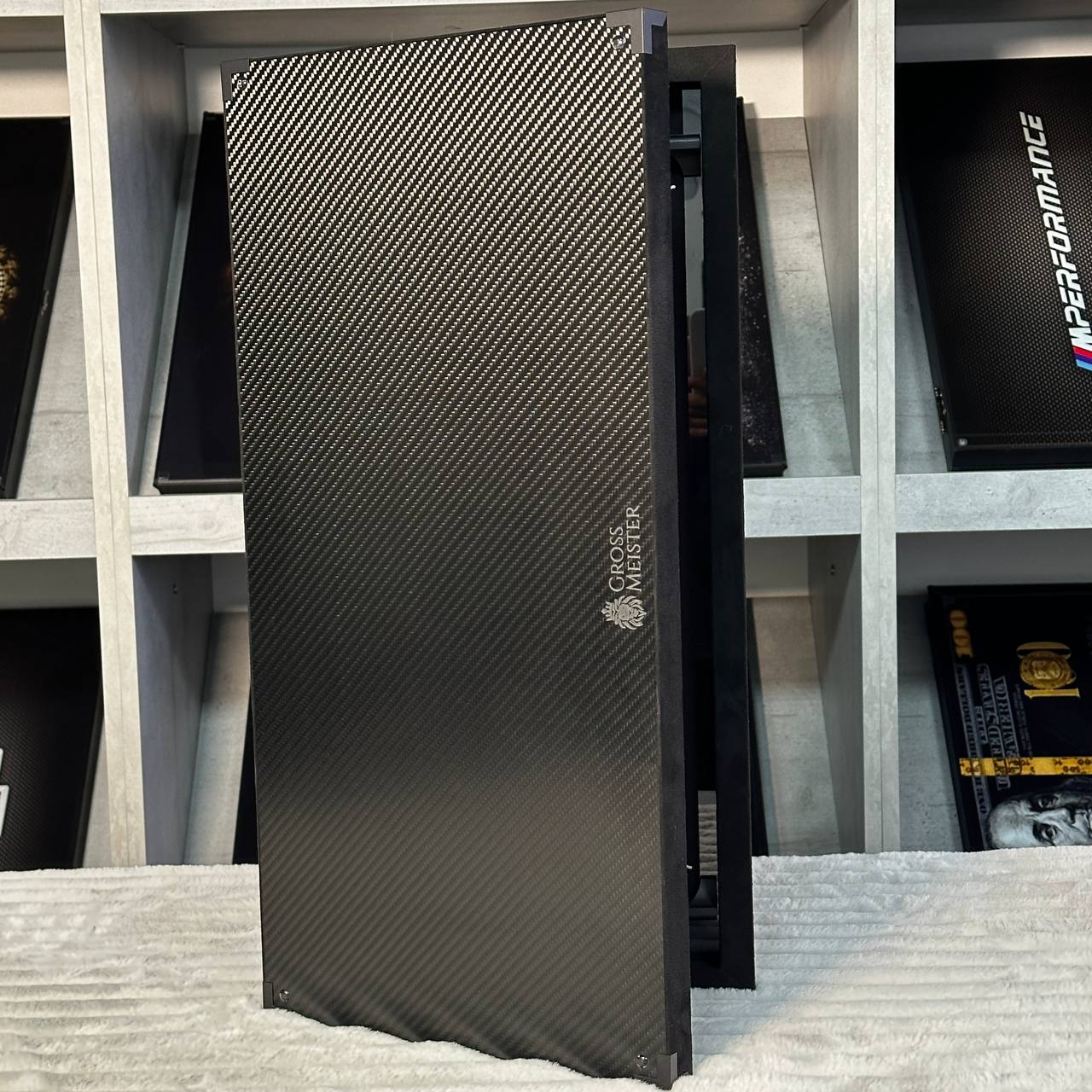 Exclusive Handmade Metal and Carbon Backgammon Set 60*30cm with metal pieces, Gift-ready VIP