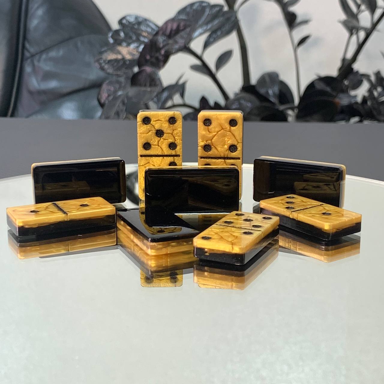 Dominoes Set Handmade Epoxy resin 50*25*10mm in box. Gift-ready and Customized