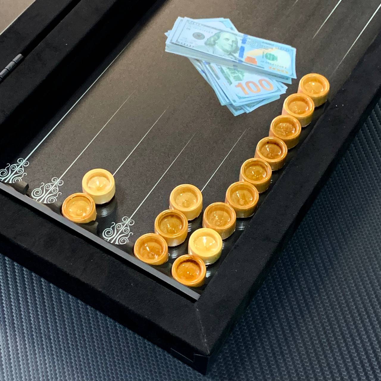 Elegant Handmade Metal Backgammon Set 40*20cm, Gift-ready compact small size