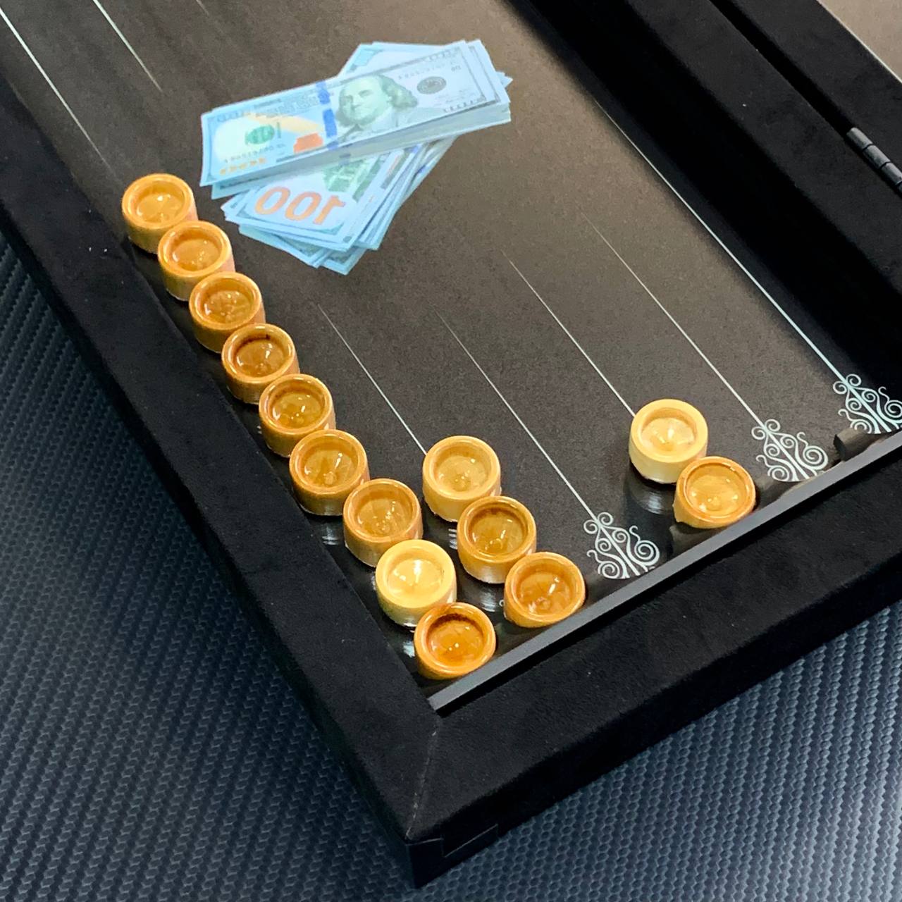 Elegant Handmade Metal Backgammon Set 40*20cm, Gift-ready compact size