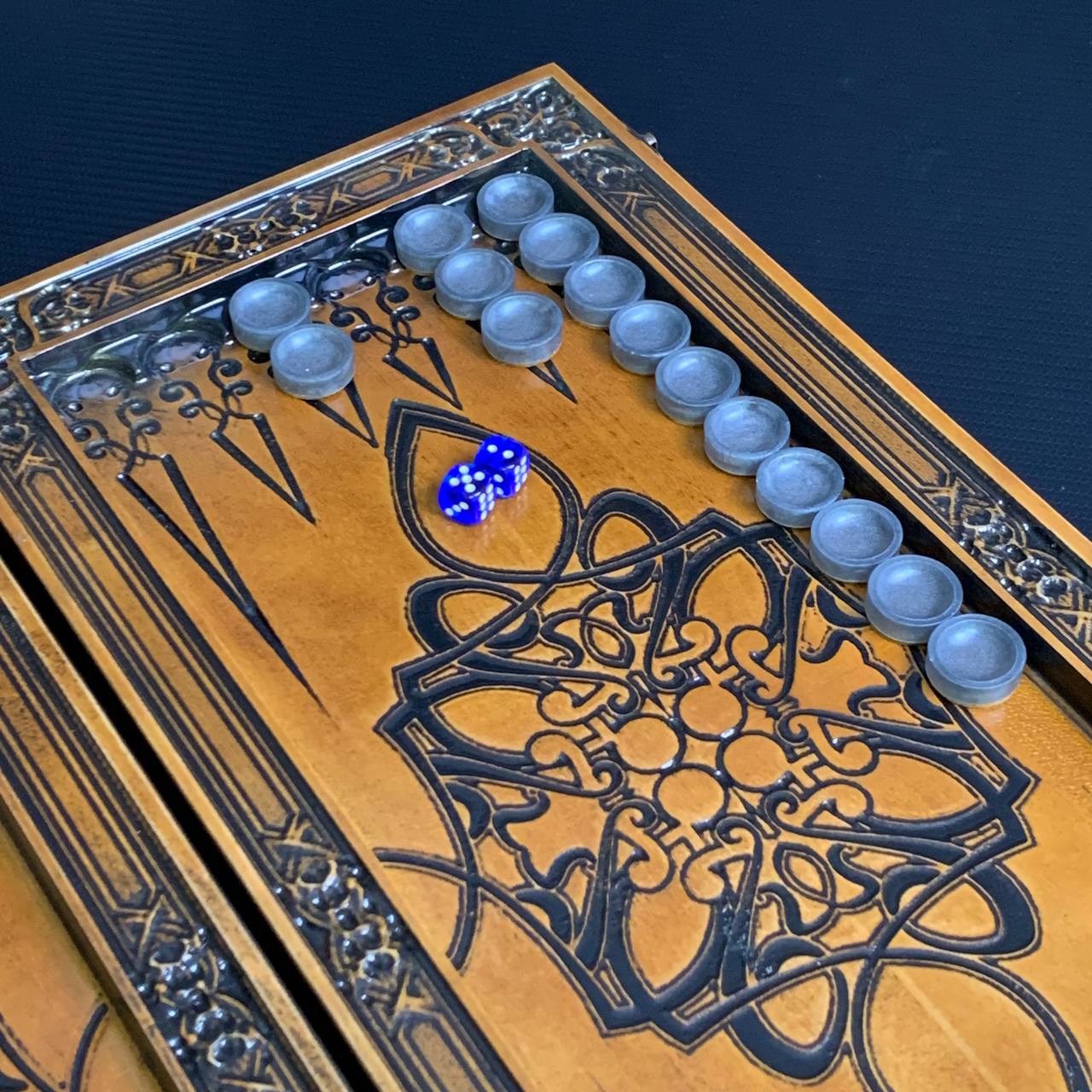 Hochwertiges handgefertigtes Backgammon-Brett aus Holz, 48 x 23 cm, aus hochwertigem Lindenholz gefertigt, als Geschenk geeignet