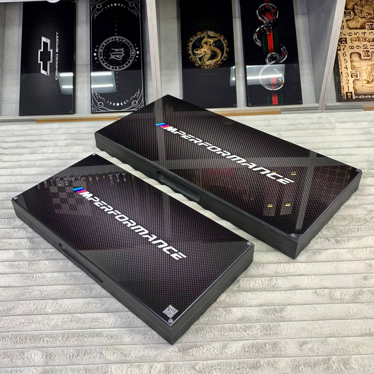 Exclusive Glass&Wood Backgammon with Car brand. Wooden board game. Gift-ready and Customized. 2 sizes