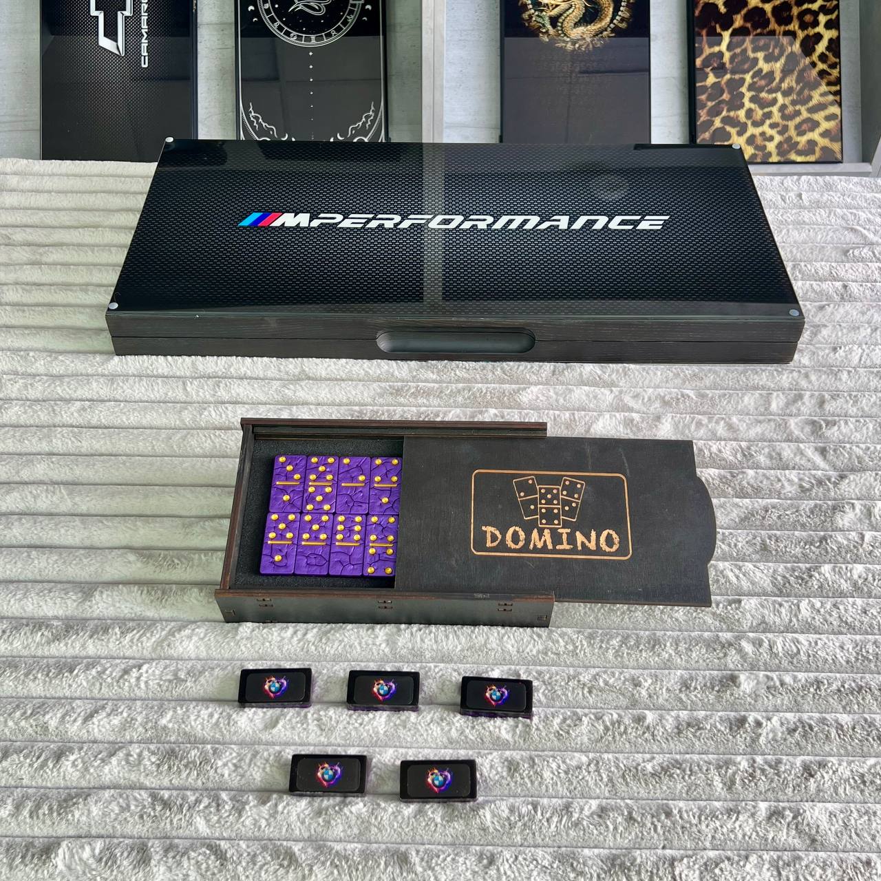 Luxus-Backgammon- und Domino-Geschenkset – BMW Edition. Geschenkfertig und kostenloser weltweiter Versand
