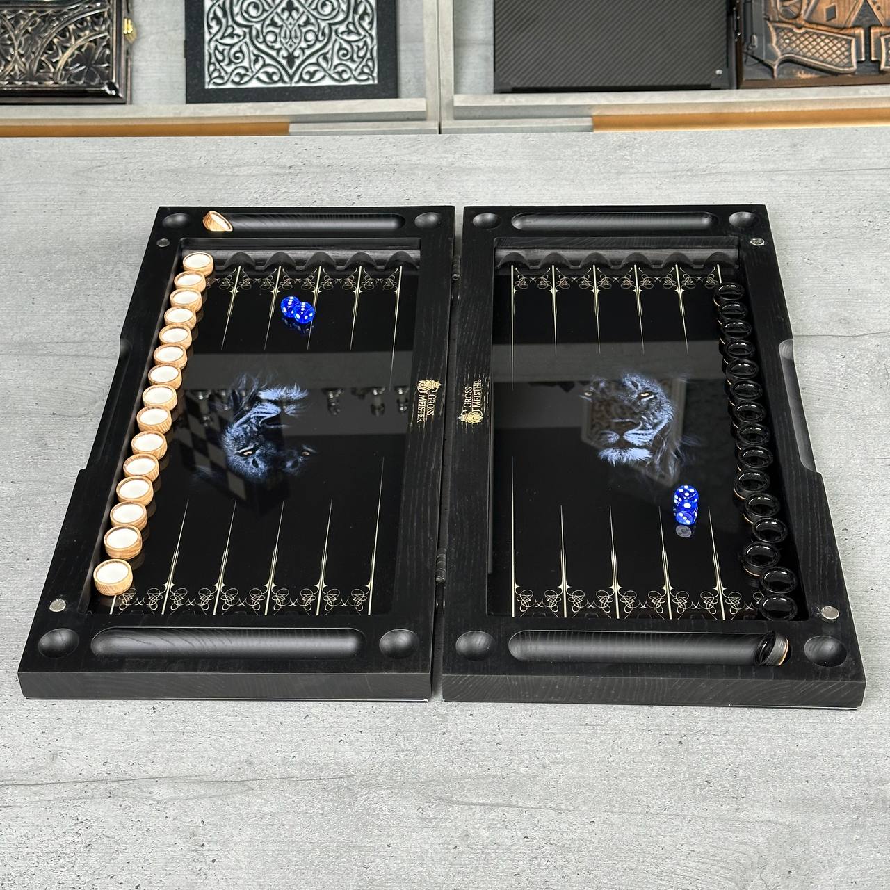 Glass&Wood Backgammon Set with Classic Minimalist Design, Customization and Gift-ready