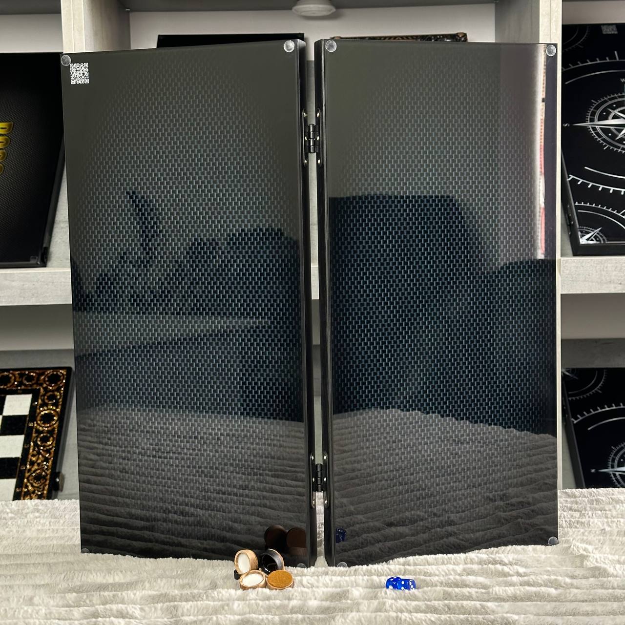 Luxury Glass&Wood Backgammon Set – Carbon UV Print, Personalizable, Gift-ready | Free International Delivery