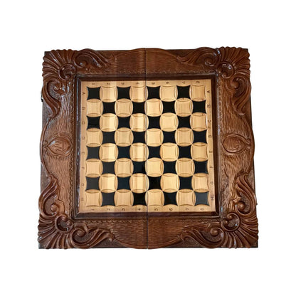 Jeu d'échecs 3 en 1 en bois fait main, 60×30×9 cm, art. 191037