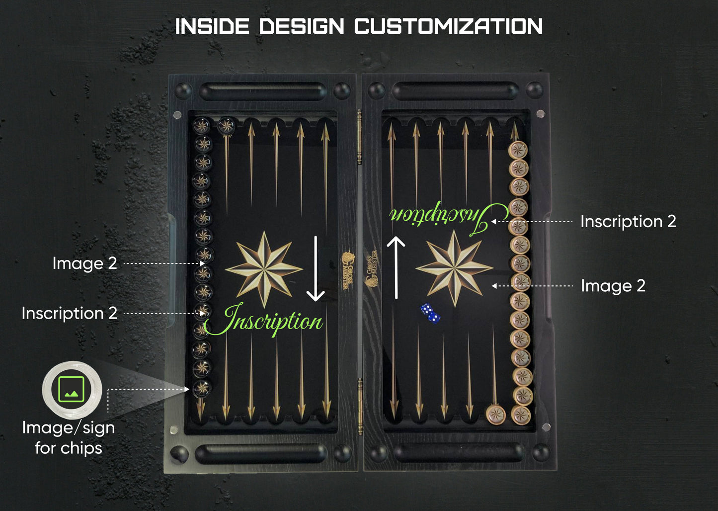 Customizable Wood&Glass Backgammon Set – Your Exclusive Board & Chips with Free Shipping