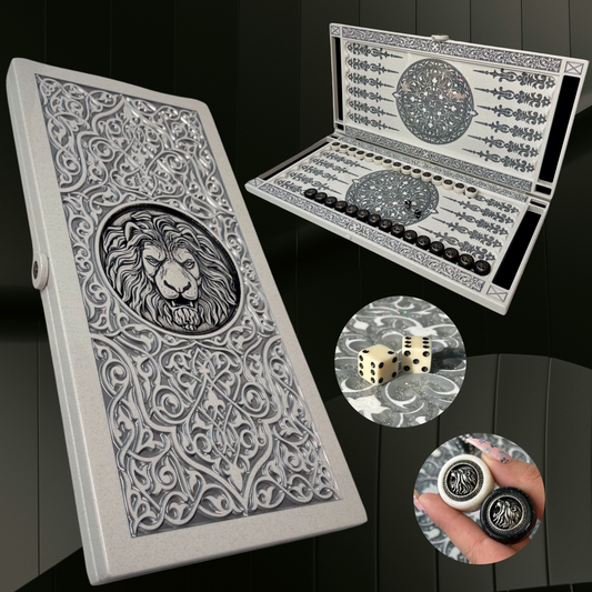 23,6"-inch Luxury white ACRYLIC STONE backgammon X Large Handmade board game limited - Gift idea for Dad, Husband, Birthdays
