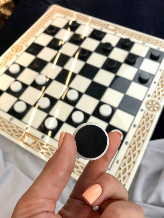 Luxury white acrylic stone chess set,  checkers board game