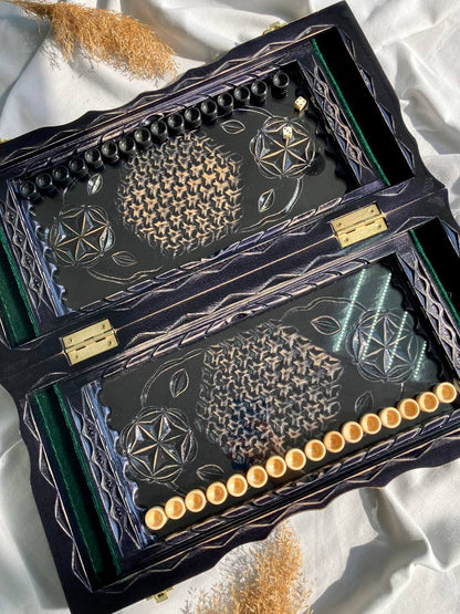 Holzschachspiel mit Glasbrett für Backgammon, Schachbrett, Geschenk für Chef, limitiert