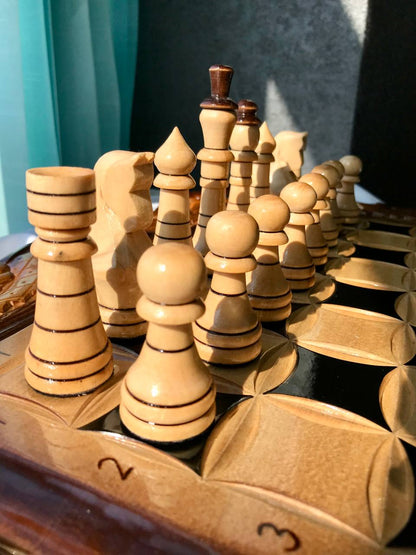 Handmade wooden chess set 3 in 1, 60×30×9 cm, art. 191037