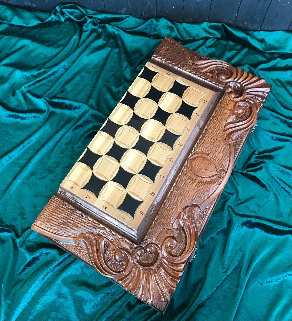 Jeu d'échecs 3 en 1 en bois fait main, 60×30×9 cm, art. 191037