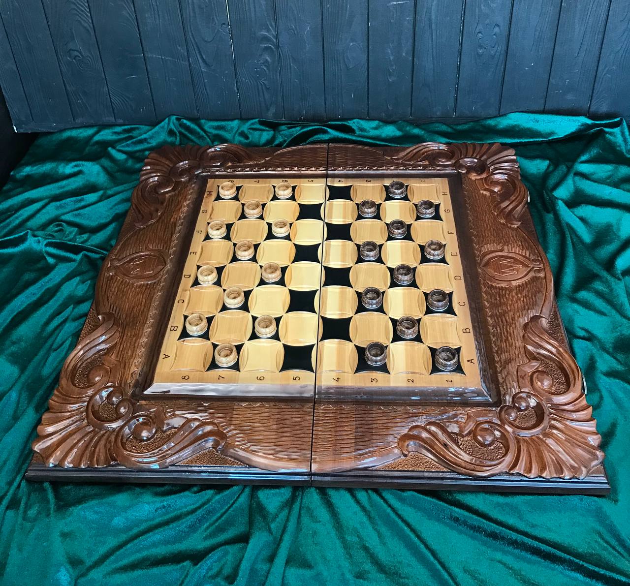 Jeu d'échecs 3 en 1 en bois fait main, 60×30×9 cm, art. 191037