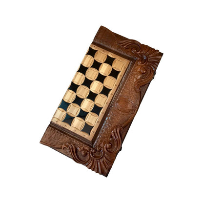 Jeu d'échecs 3 en 1 en bois fait main, 60×30×9 cm, art. 191037