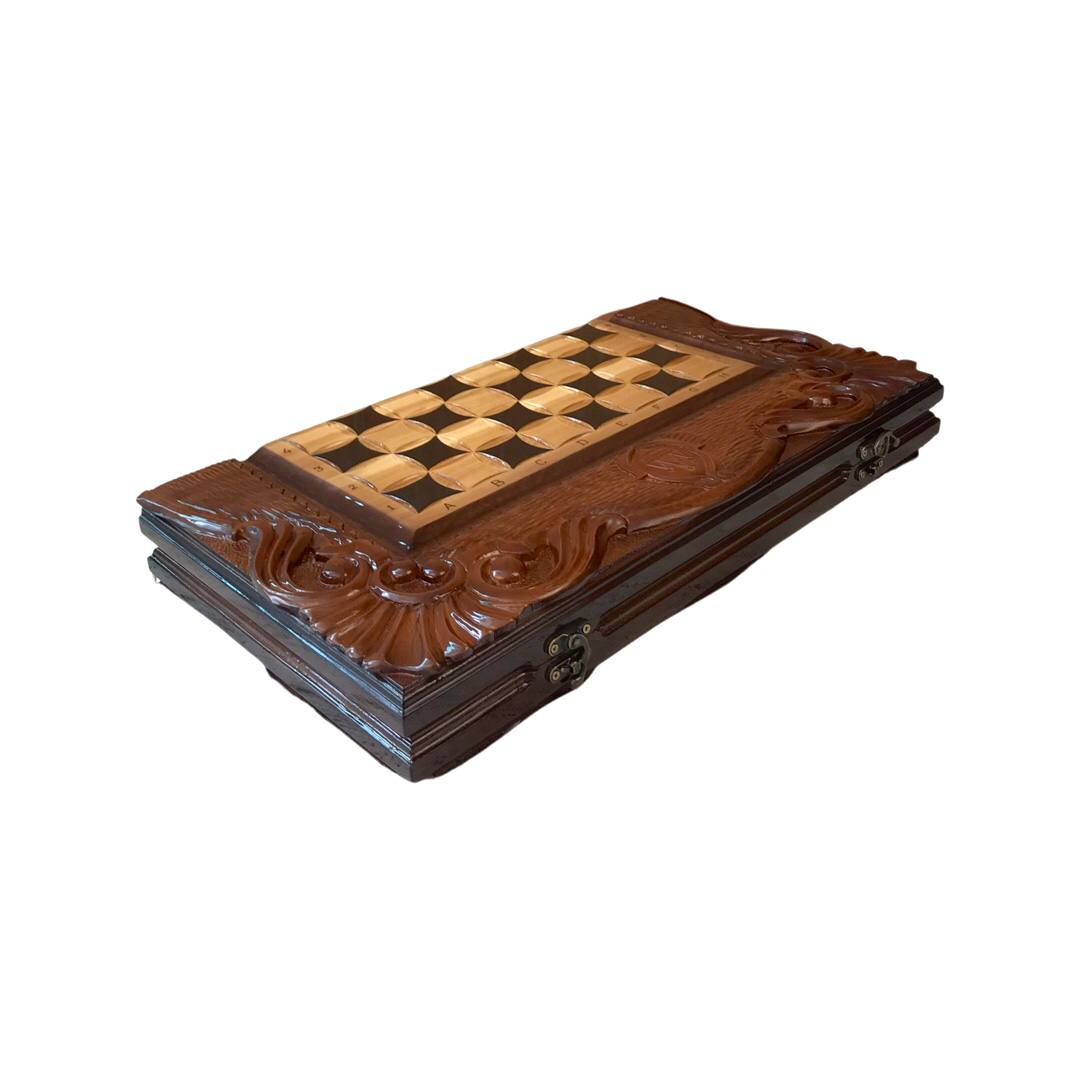 Handmade wooden chess set 3 in 1, 60×30×9 cm, art. 191037