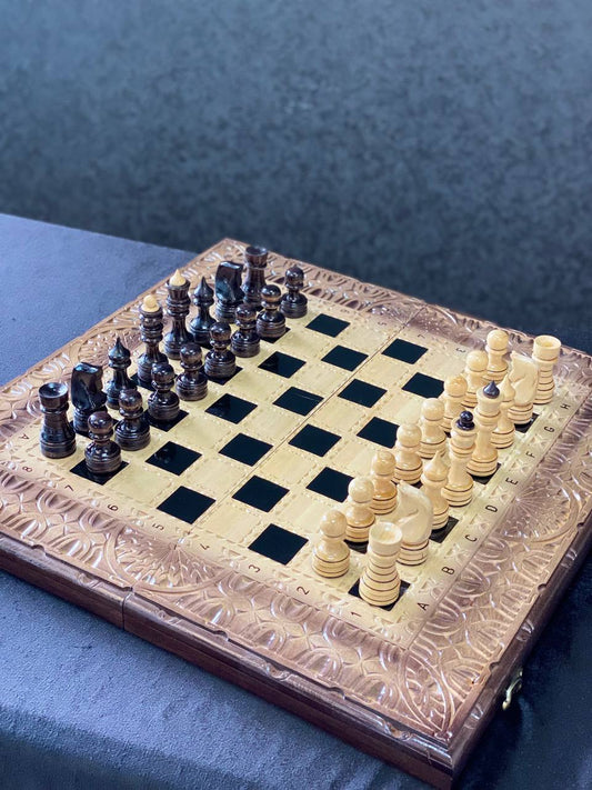 Handmade wooden chess set 3 in 1, 60×30×9 cm, art. 191010