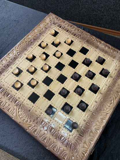 Handmade wooden chess set 3 in 1, 60×30×9 cm, art. 191010