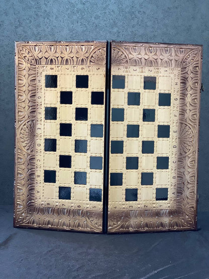 Handmade wooden chess set 3 in 1, 60×30×9 cm, art. 191010
