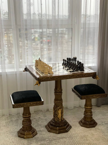 Exclusive handmade wooden chess set, chess table, luxury chess set, royal chess set, limited edition