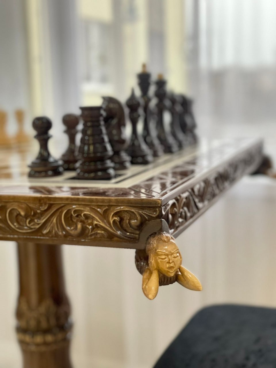 Exclusive handmade wooden chess set, chess table, luxury chess set, royal chess set, limited edition