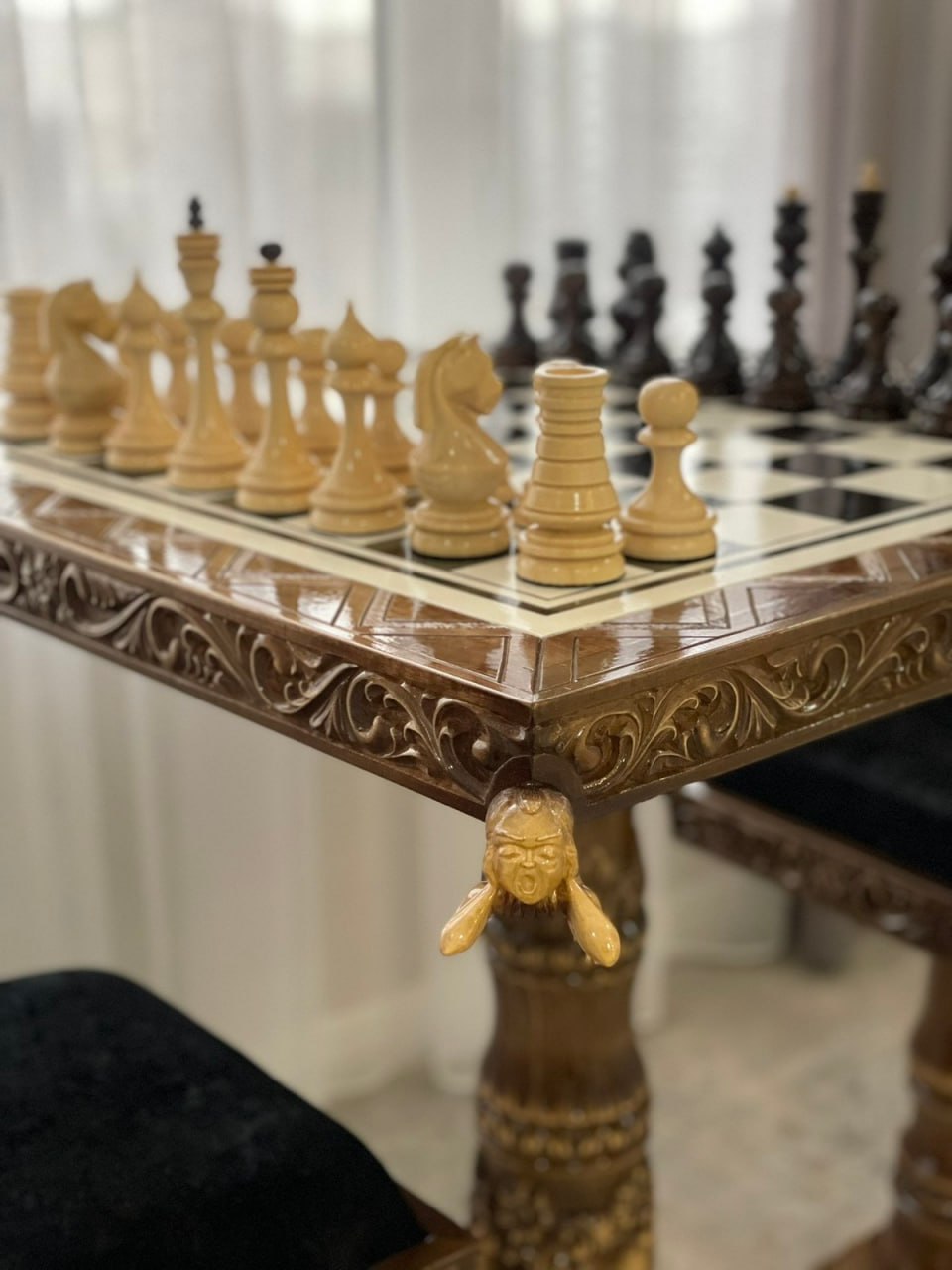 Exclusive handmade wooden chess set, chess table, luxury chess set, royal chess set, limited edition