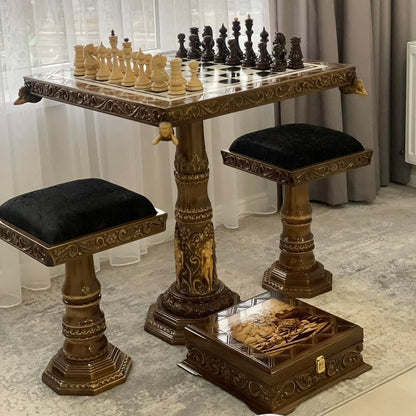 Exclusive handmade wooden chess set, chess table, luxury chess set, royal chess set, limited edition