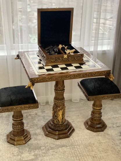 Exclusive handmade wooden chess set, chess table, luxury chess set, royal chess set, limited edition