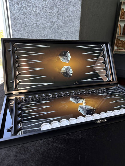 Glass chess set and  glass backgammon set 3in1, chekers board game, customized backgammon board, modern backgammon board, limited edition