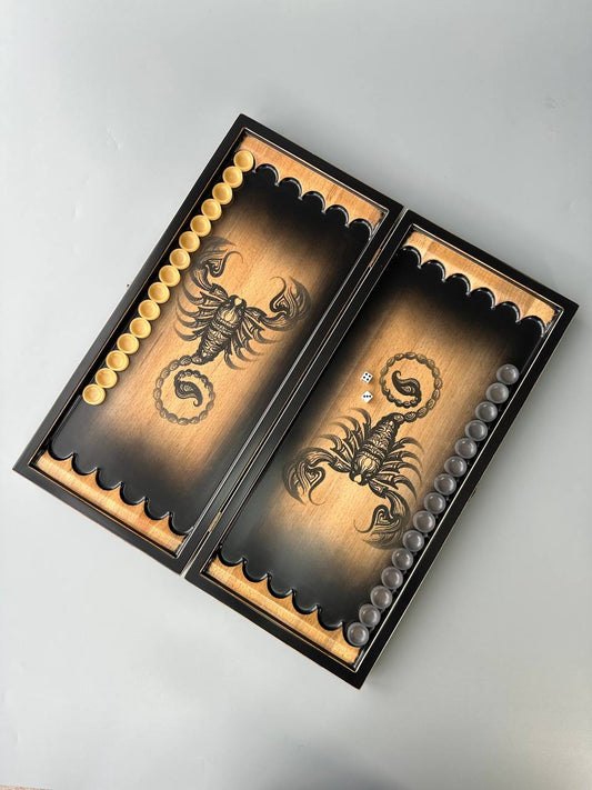 Wooden backgammon "Scorpion", gift backgammon set, backgammon board
