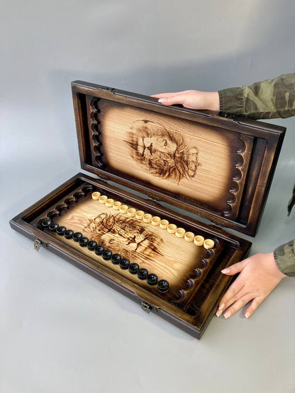 Wooden backgammon "Lion", gift backgammon set, backgammon board, backgammon set