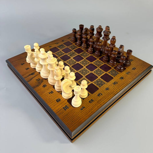 Handmade wooden chess set 2 in 1, chess set, travel chess set, compact chess set