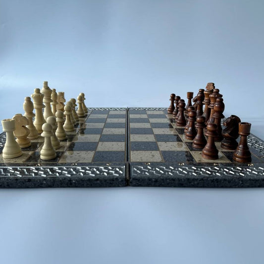Luxury  grey acrylic stone chess set 47*24cm, арт.190631