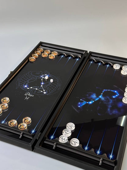 Glass backgammon set,  backgammon board, gift for boss, customized backgammon board, glass backgammon board