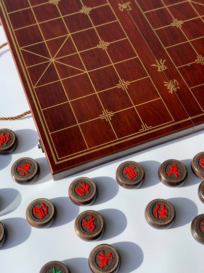 Classic chinese wooden chess set Xiangqi , travel chess set, chess board, compact sized chess set, unusual gift for dad, gift for couple